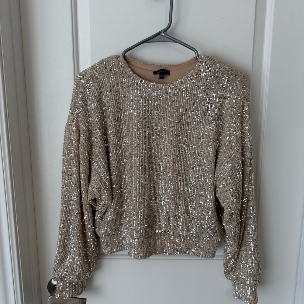Dynamite Gold Champagne Sequin Blouse/sweater